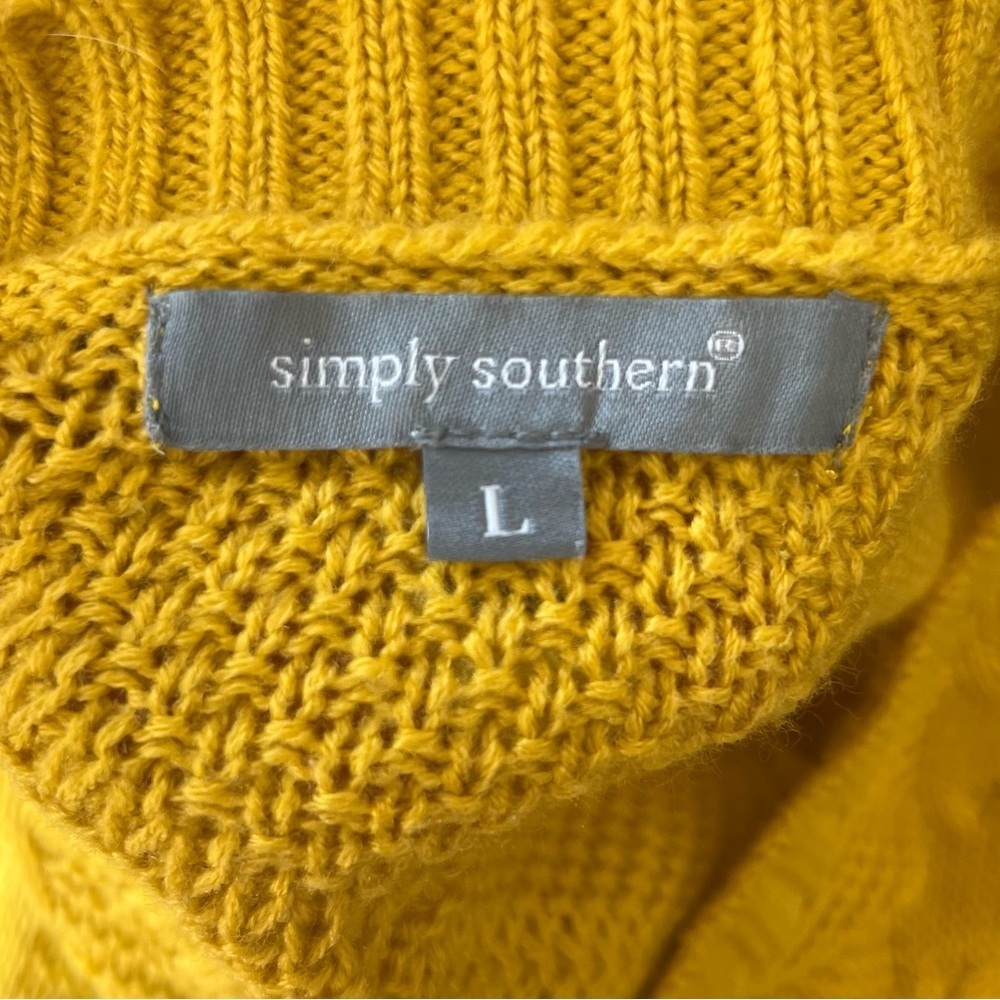 Simply Southern Mustard Cable Knit Sweater - L - Picture 5 of 5